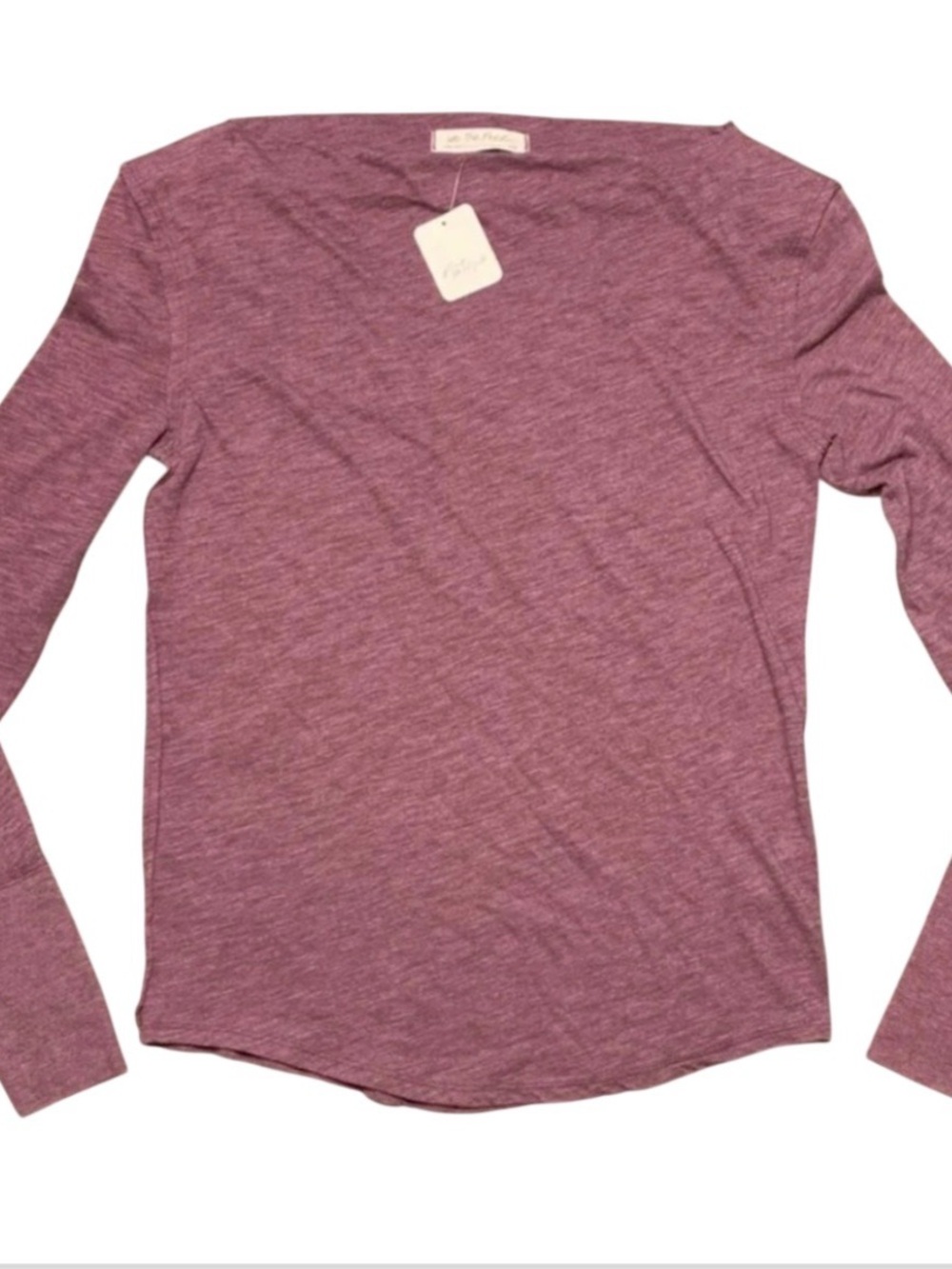 Free People Mauve Purple Long Sleeve Wide Neck Shirt Ladies XS NWT